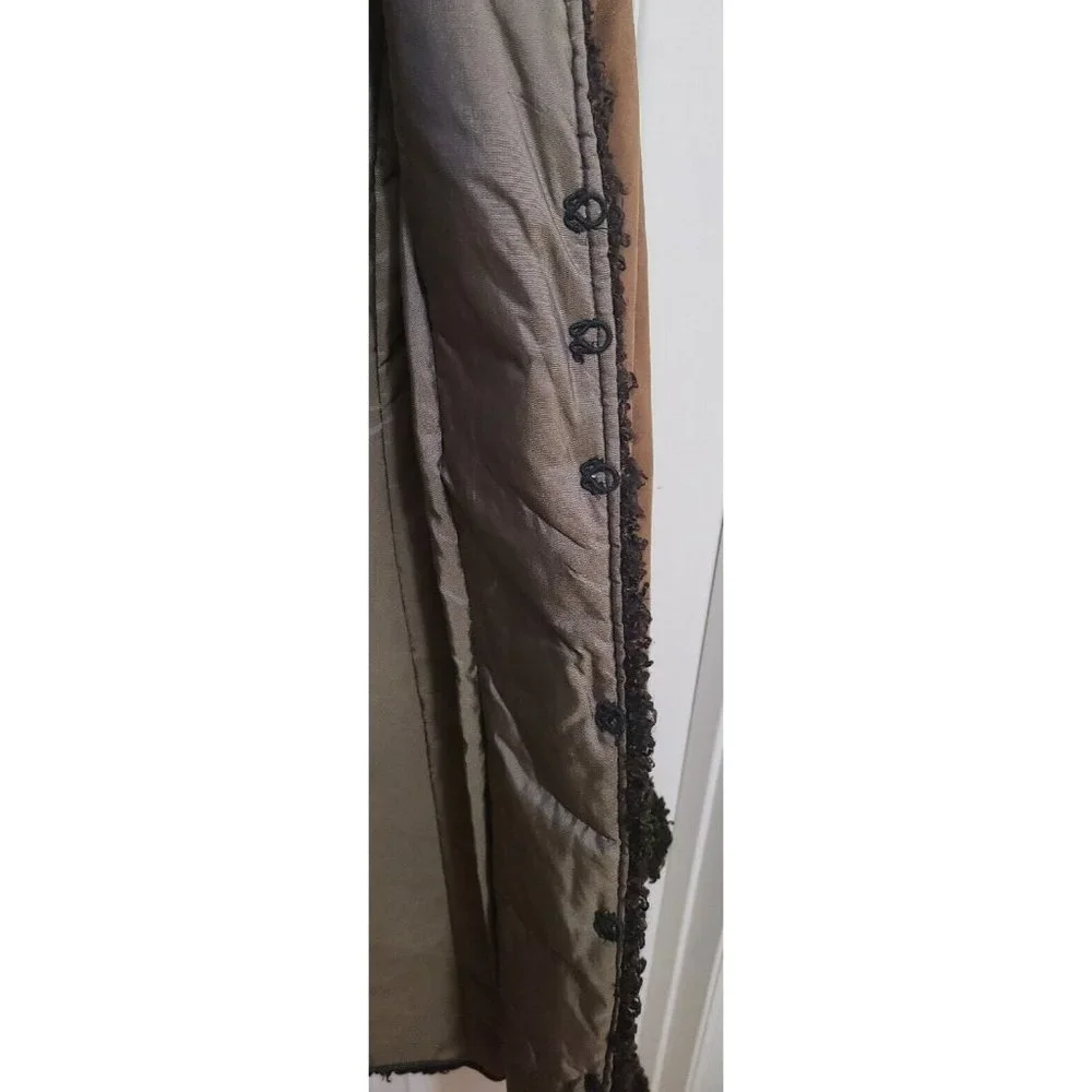 Vtg 70s Breier Of Amsterdam Women's Long Suede Jacket Brown Embroidered Sz Small - Picture 11 of 15